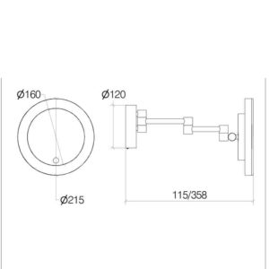 Lineabeta Specchio ingranditore 3x con LED made in Italy